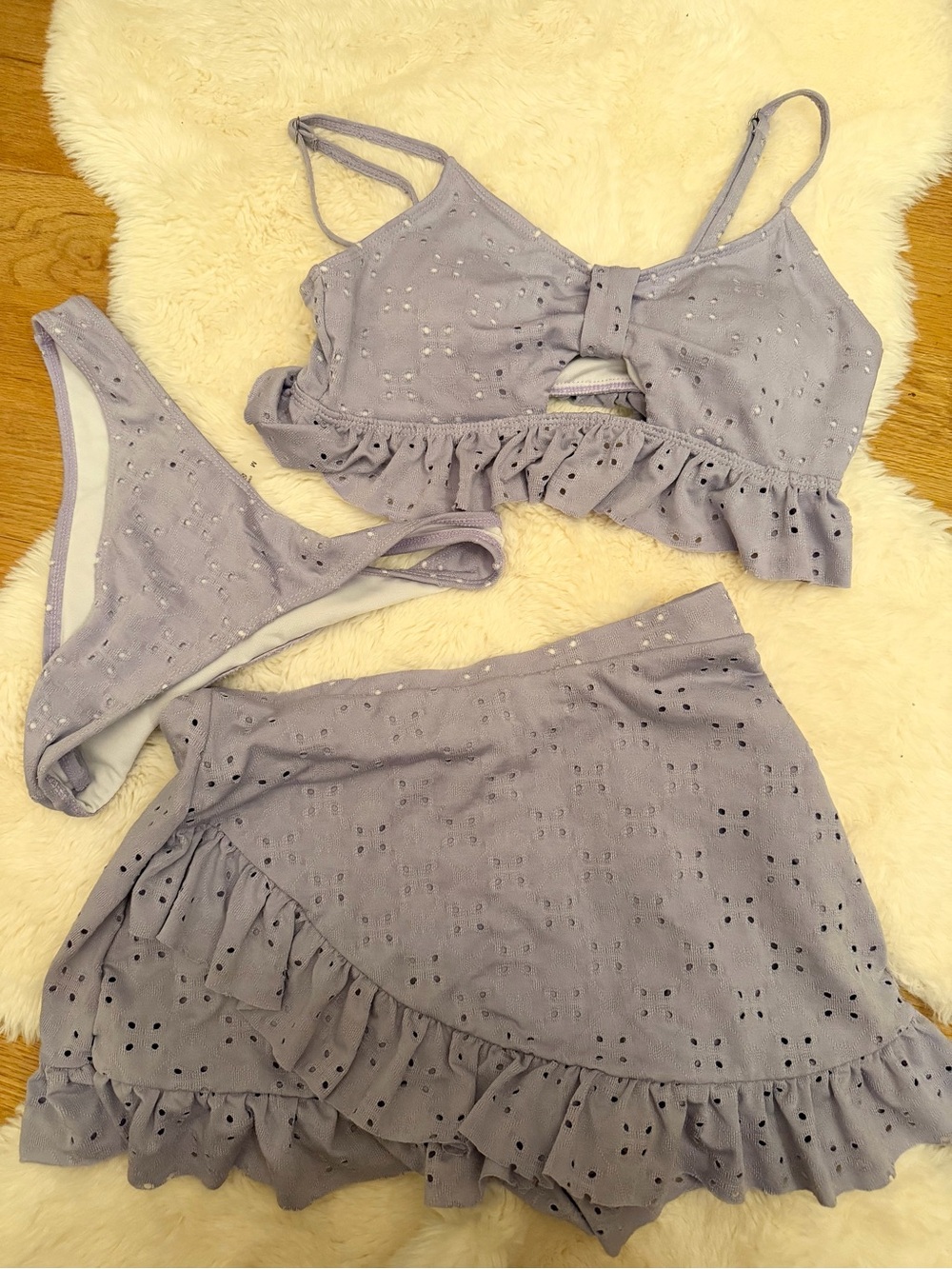 Lavender Eyelet 3-Piece Women's Swim Pajama Set